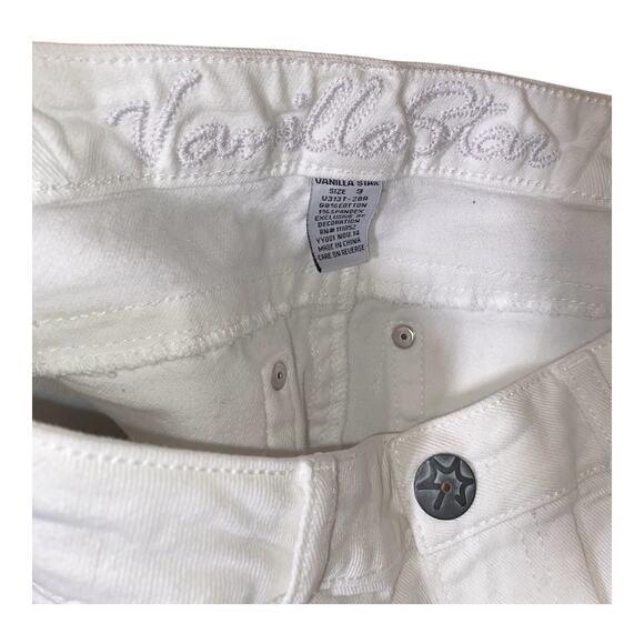 VANILLA STAR JEANS Distressed Shorts Juniors Sz3 White Short Shorts Embellished - Picture 3 of 5